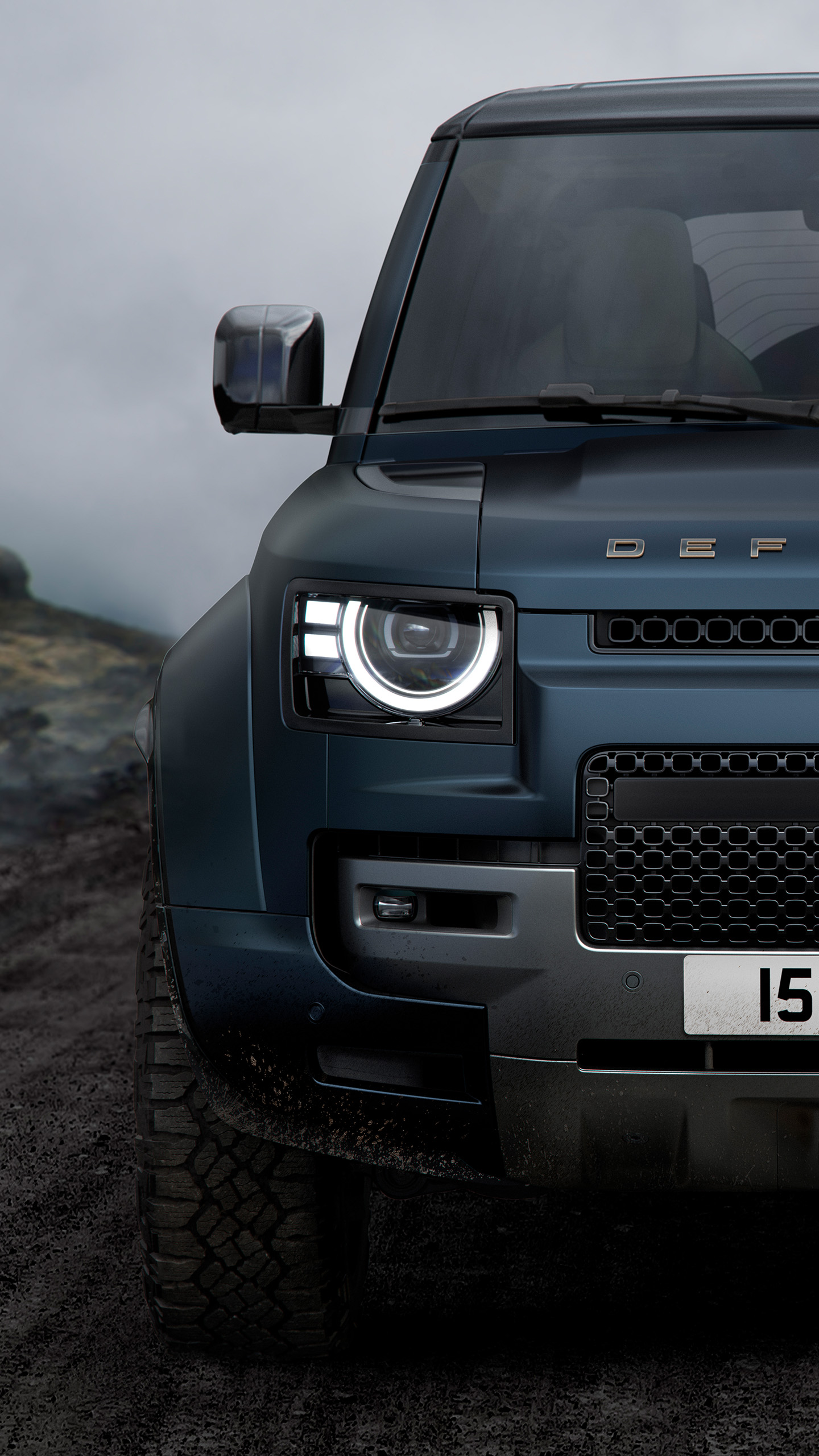 Defender is off roading in the mud